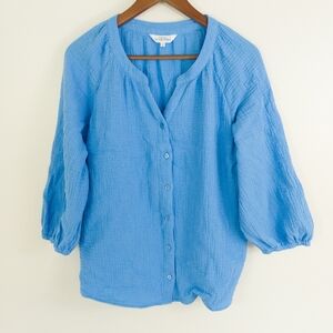 Northern Reflections Cotton Gauze Blouse Blue Size Large